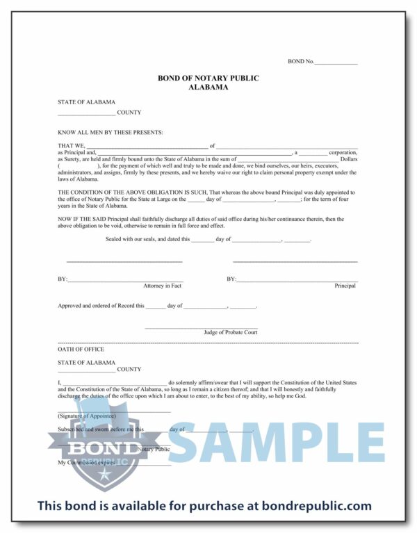 Alabama notary bond